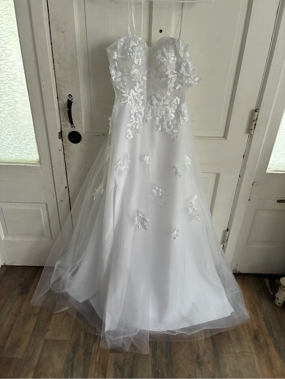 Amazon White Floral Appliqué Bridal Gown